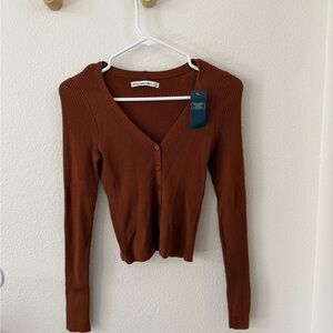 Abercrombie & Fitch Rust V-Neck Sweater